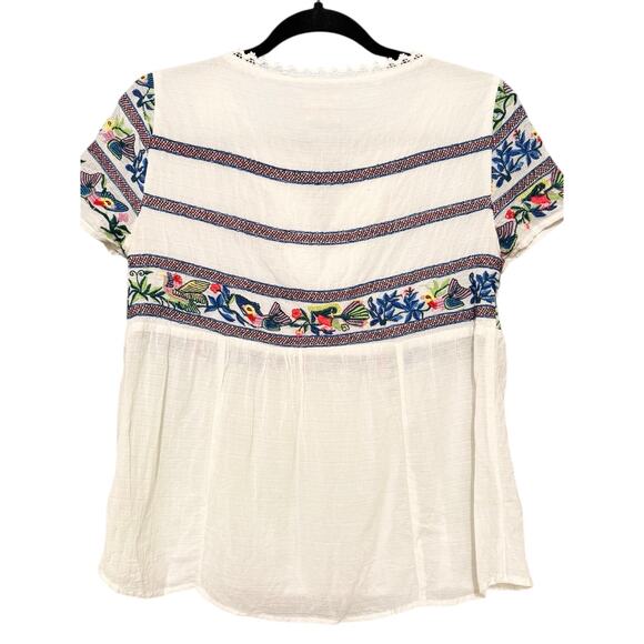 Anthropologie Vanessa Virginia Moineau Bouquet Embroidery Short Sleeve Top 0p XS - Picture 10 of 11